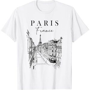 NWT White Paris Graphic Tee (M)